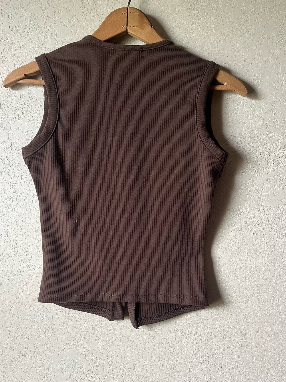 Good Days Project Brown Ribbed Button Tank - Picture 4 of 4